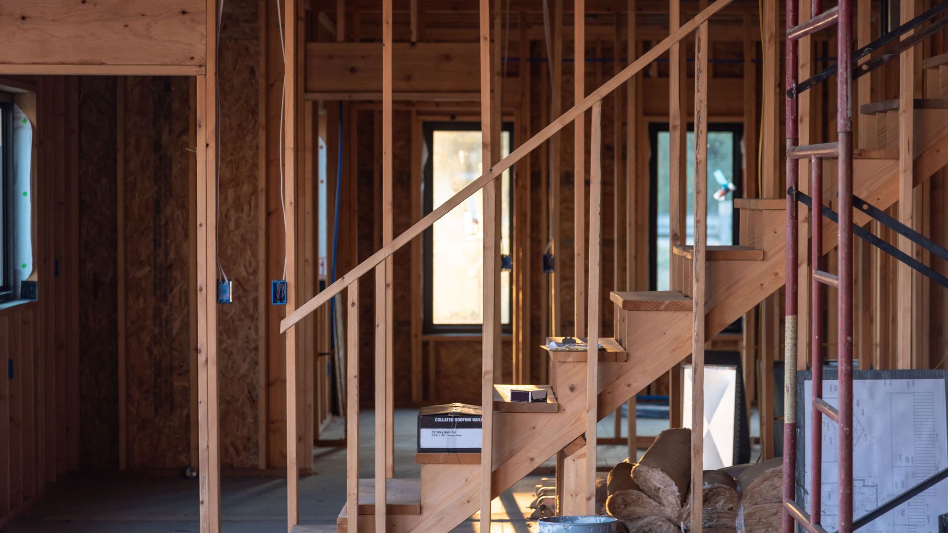 A stair case in a house under construction